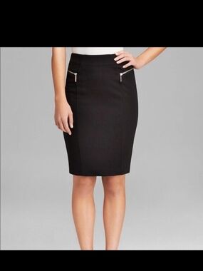 Michael Kors Pencil Skirt Faux Zipper Accents Deep Navy Size 2